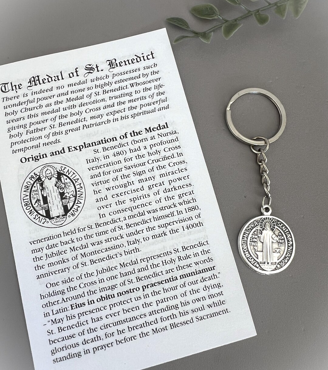 Saint BENEDICT Key Chain / St Benedict Keychain Key Ring Italy Holy ...