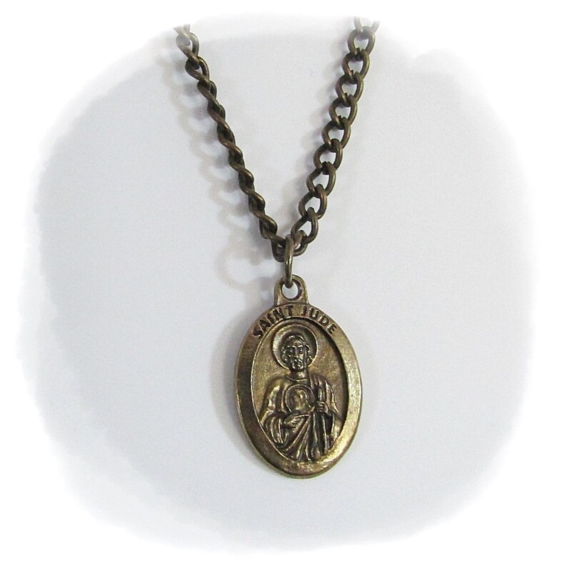Lot Of 2 St Jude Pray For Us Silver Plate Medal Pendant Patron Saint Gift Set