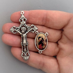 ITALY Mary UNDOER of Knots Rosary Centerpiece Rosary Crucifix ~ 8pc Rosary Set ~ Untier of Knots Center Rosaries Part Pater Our Father Beads Crucifix/Center ONLY