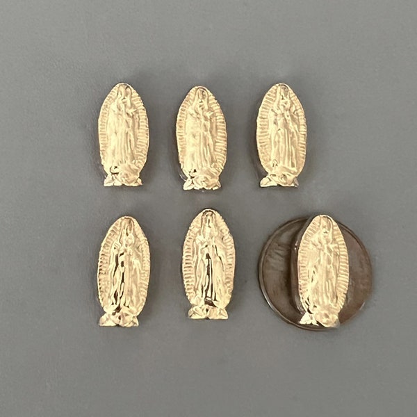 6 pc Gold Our Lady of Guadalupe Beads / 18x9 mm GOLD Virgen de Guadalupe Our Father Beads / DIY Virgin Mary Beads Jewelry Rosary Bracelets