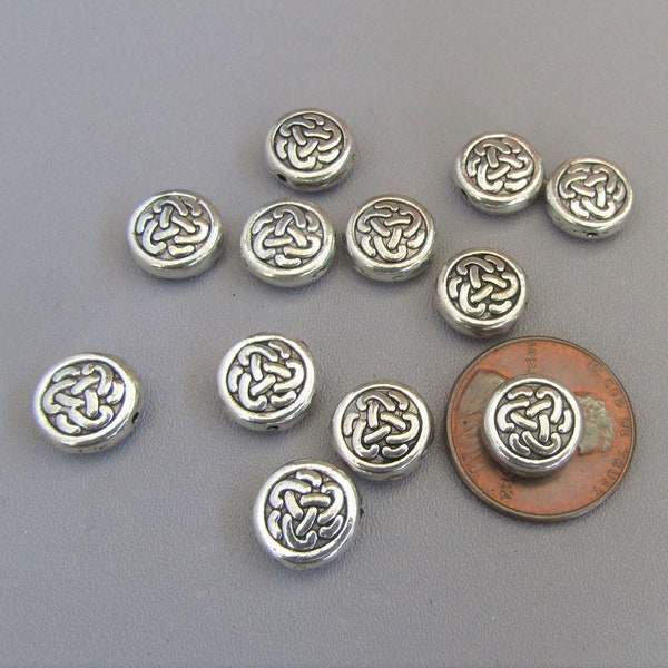 12 pc Celtic Knot Beads / 10mm Silver Celtic Our Father Beads for Irish Saint Patrick Rosary / DIY Oval Beads Jewelry Rosary Bracelets