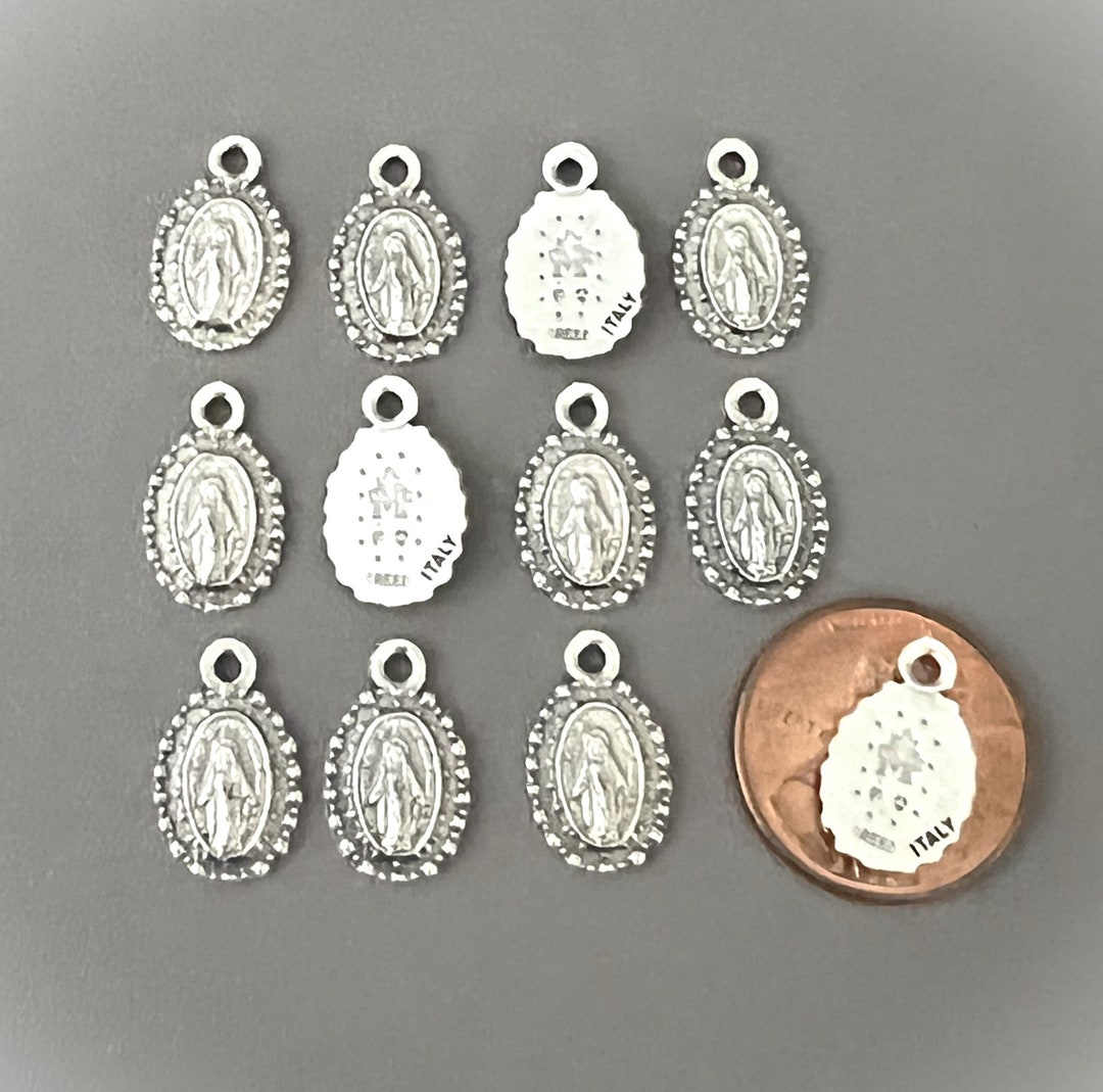 Miraculous Medal Oval Pendant - 1/2 Inch X 2/3 Inch - Sterling Silver