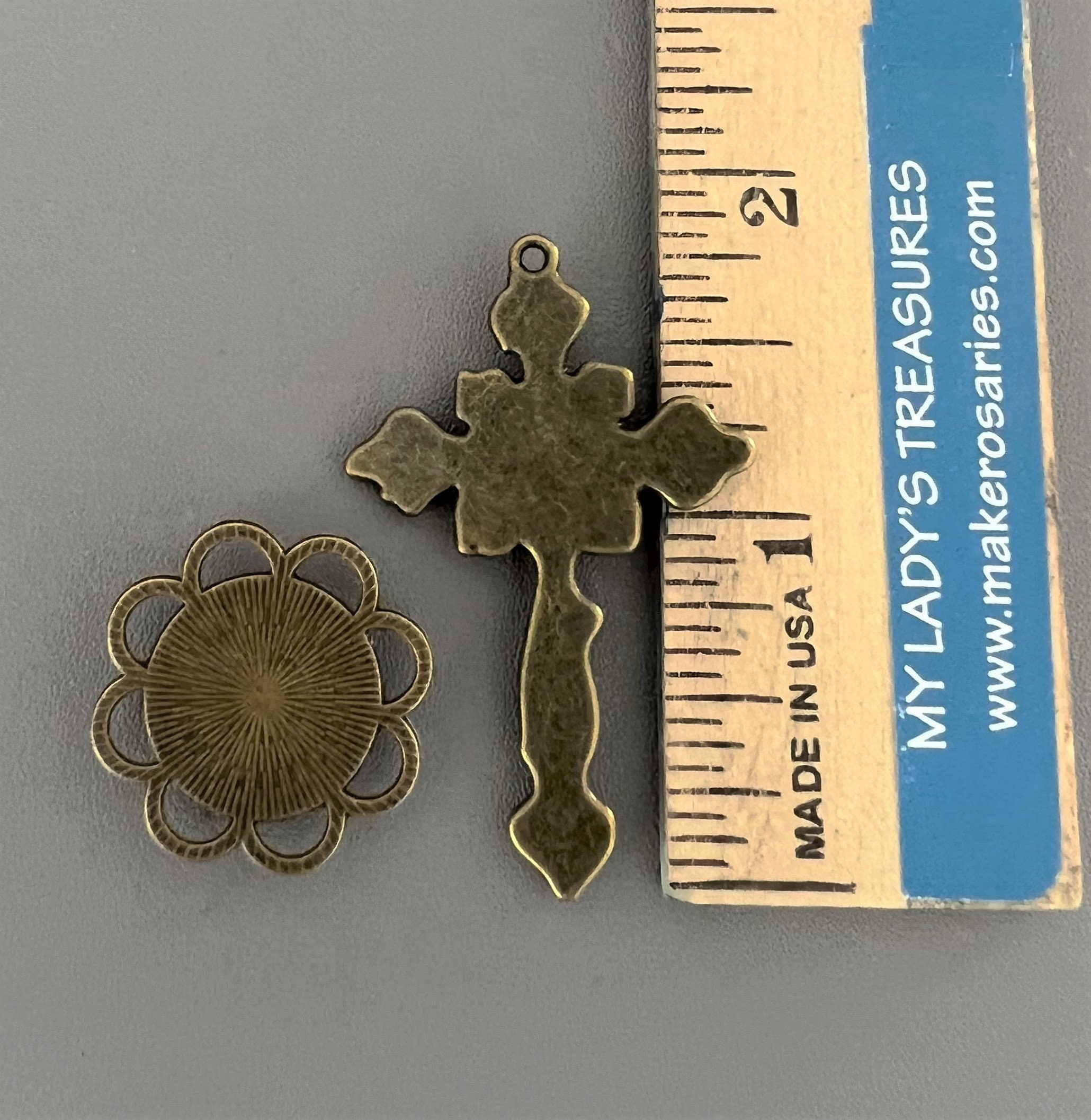 Bronze IMMACULATE Heart of Mary Rosary Centerpiece Rosary Crucifix ...