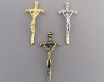 LARGE Silver PAPAL Crucifix / Gold Papal Rosary Crucifix / Bronze Crucifix Cross / Large Crucifix 2.25" Italian Rosaries parts C116