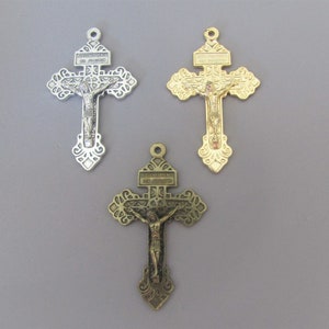 LARGE Silver PARDON Crucifix / Gold Pardon Rosary Crucifix / Bronze Crucifix Cross / Large Crucifix 2.25" Italian Rosaries parts C115