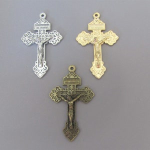 LARGE PARDON Silver Crucifix / Gold Pardon Rosary Crucifix / Bronze Crucifix Cross / Large Crucifix 2.25&quot; Italian Rosaries parts C115