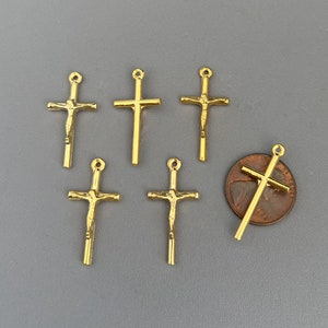 Italy SMALL GOLD Rosary Crucifix/ 1&quot; Gold  Crucifixes Cross / Italian Rosary Part