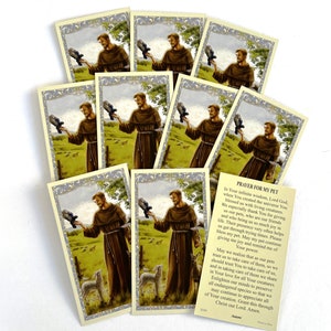 Saint Francis Prayer Card / St. Francis of Assisi Holy Card / Prayer for my Pet / Heavy Paper 10pc