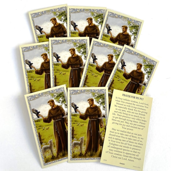 Saint Francis Prayer Card / St. Francis of Assisi Holy Card / Prayer for my Pet / Heavy Paper 10pc