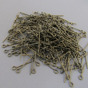 BRONZE Eye pins * 2.4 cm & 1.8 cm Eyepins * Rosary Making Parts Supply * Wholesale Jewelry Findings Eye Pin * 1 Ounce 350 to 300 pc