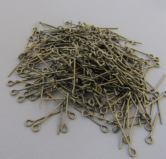 BRONZE Eye pins 2.4 & 1.8 cm Eyepins / Rosary Making Parts Supply Jewelry Findings Eye / 1 Ounce 350 to 300 pc