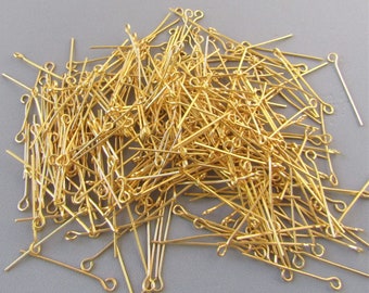 GOLD Eye pins * 2.4 cm & 1.8 cm Eyepins * Rosary Making Parts Supply * Wholesale Jewelry Findings Eye Pin * 1 Ounce 350 to 300 pc