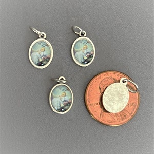 4 pc TINY Baptism Charms / Small Silver Christening Charms  / Charms Rosary Bracelets Party Favors