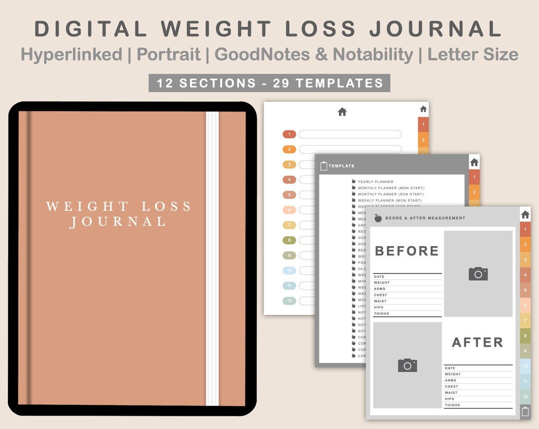 Digital Weight Loss Tracker Weight Loss Journal Weightloss Etsy