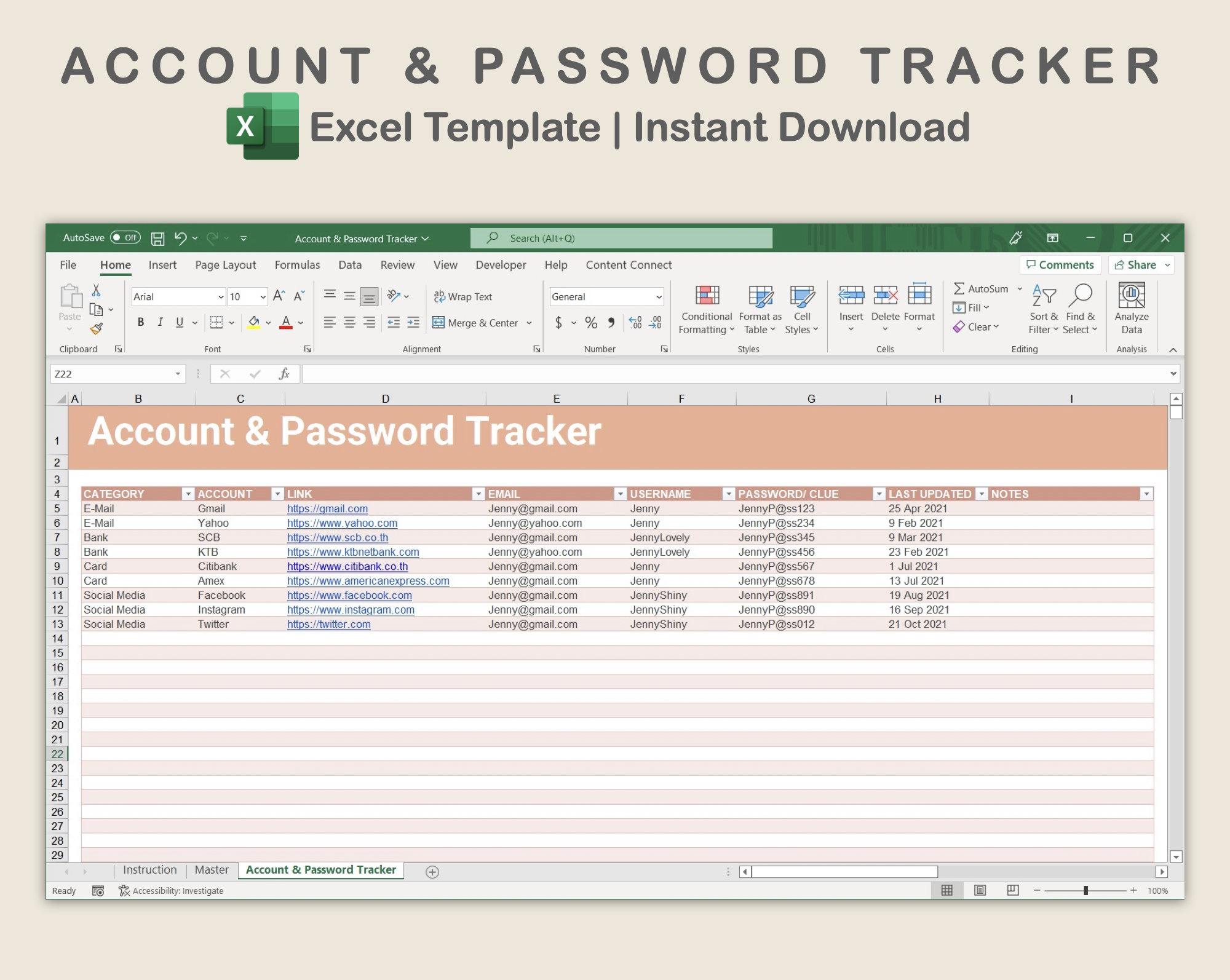 Excel Account Template