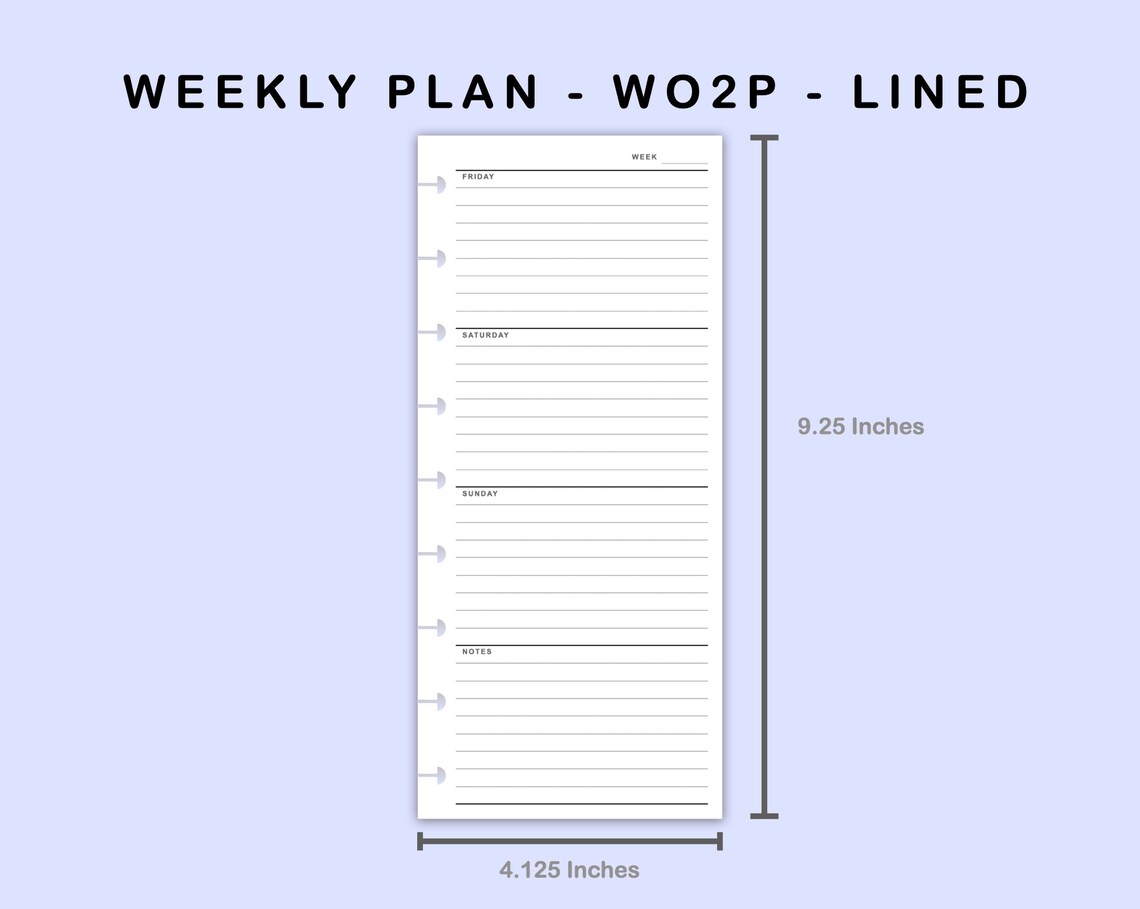 Skinny Classic Happy Planner Inserts Weekly Planner, Undated Week on 2