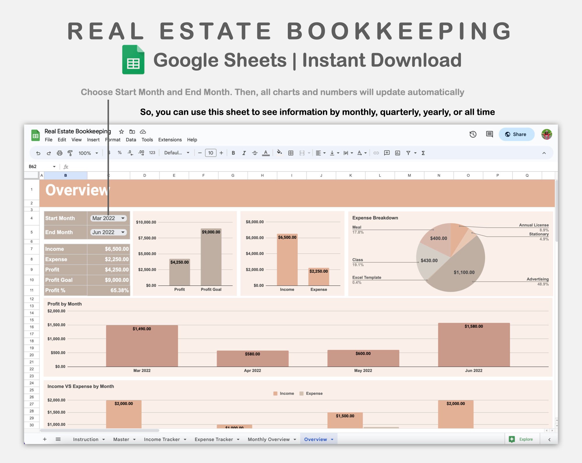 Google Sheets Real Estate Bookkeeping Realtor Bookkeeping Etsy