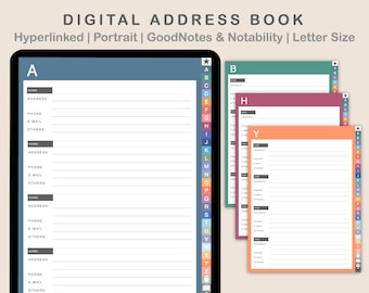 Digital Address Book, Hyperlinked Contact Book, Phone Book, Birthday  Tracker, Christmas Tracker for Goodnotes, Notability, Spring Theme