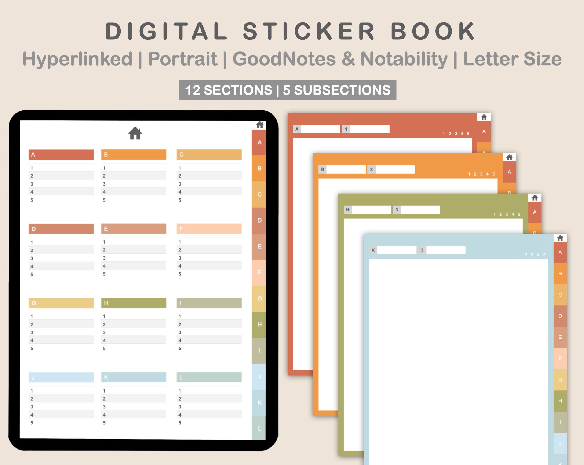 Blank Digital Sticker Book, Goodnotes Digital Planner Stickers, Blank  Sticker Book, iPad Sticker Book, Digital iPad Stickers, 12 Sections 