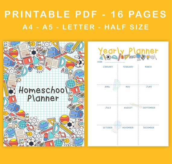 Homeschool Planner Printable Lesson Planner A4, A5, Letter Dimensions, Fifty percent Dimensions graphic about Homeschool Planner Printable called Homeschool Planner Printable Lesson Planner A4, A5, Letter Dimensions, 50 % Measurement