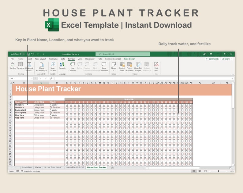 house-plant-care-excel-house-plant-journal-spreadsheets-etsy