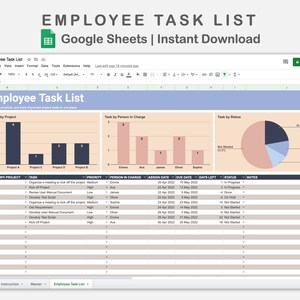 Employee Task List for Google Sheets, Task List for Work, Small ...