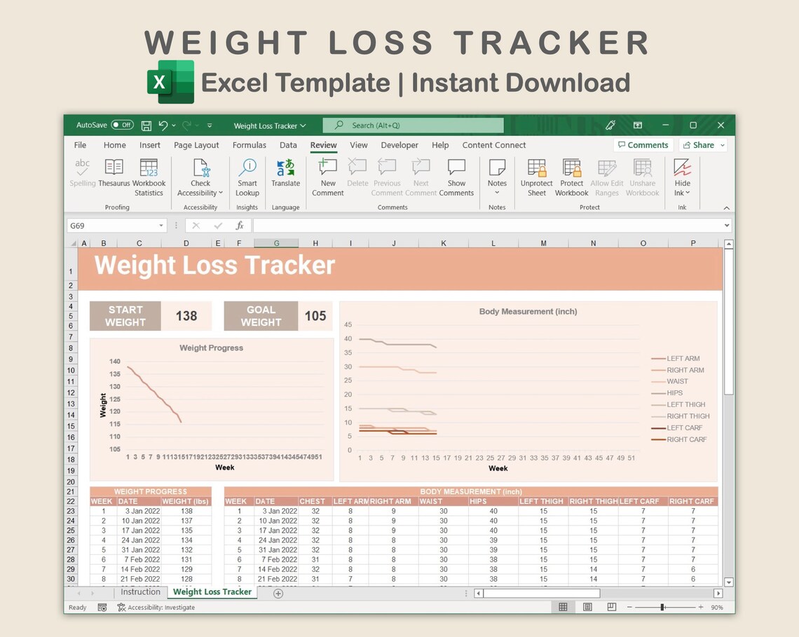 Excel weight loss tracker spreadsheet issemesh