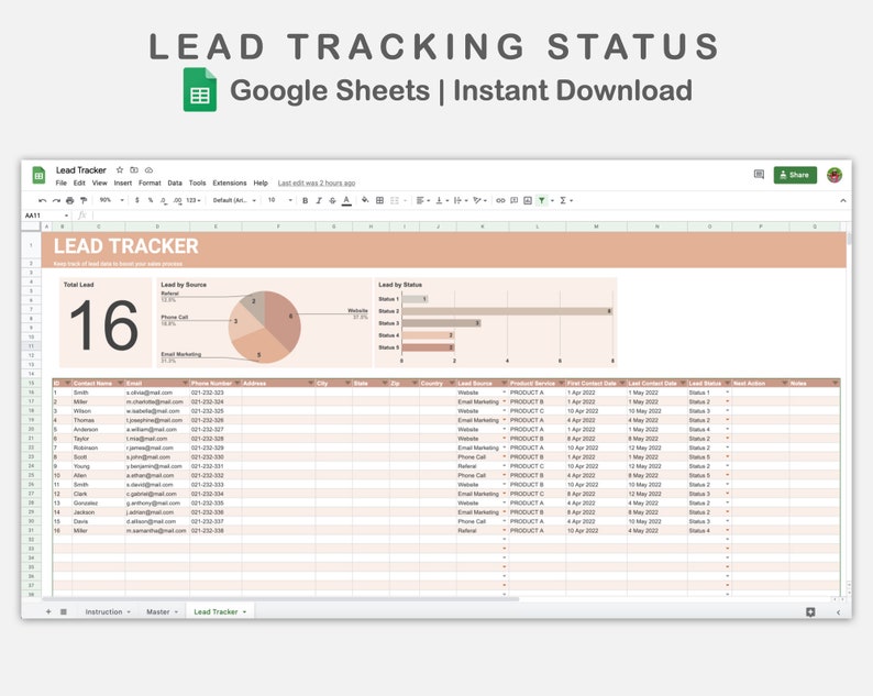 Lead Tracker Google Sheets Lead Tracking Spreadsheet Sales Etsy Lead Tracker Google Sheets Lead Tracking Spreadsheet Sales Etsy