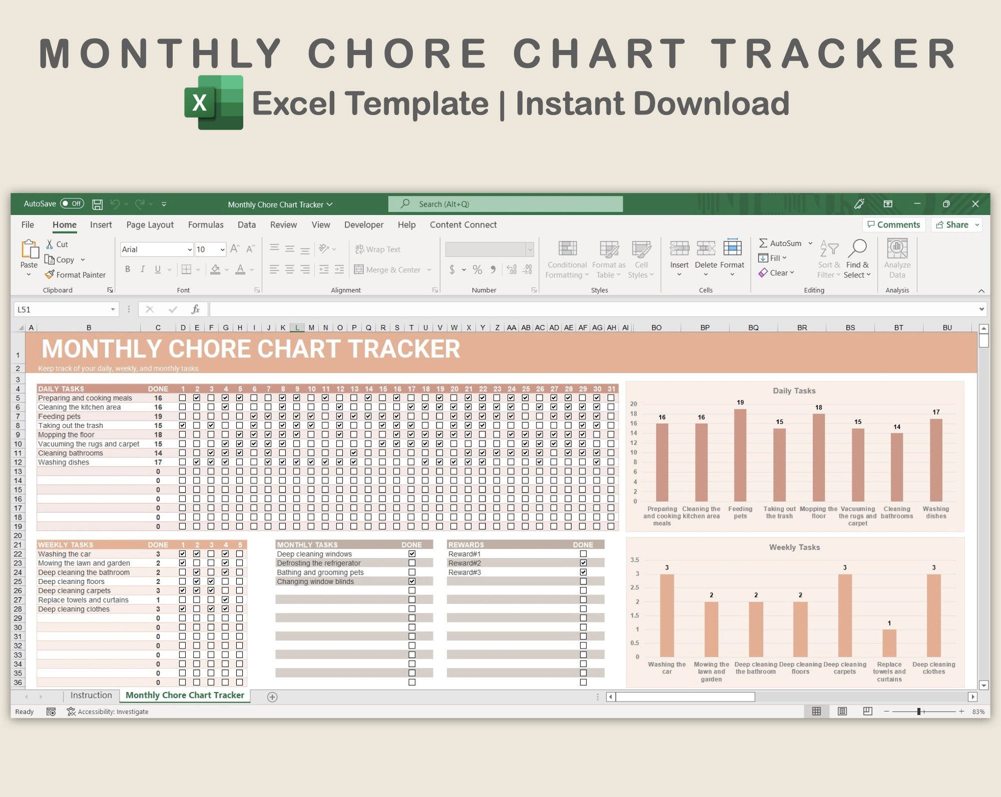 Chore Chart Template Excel