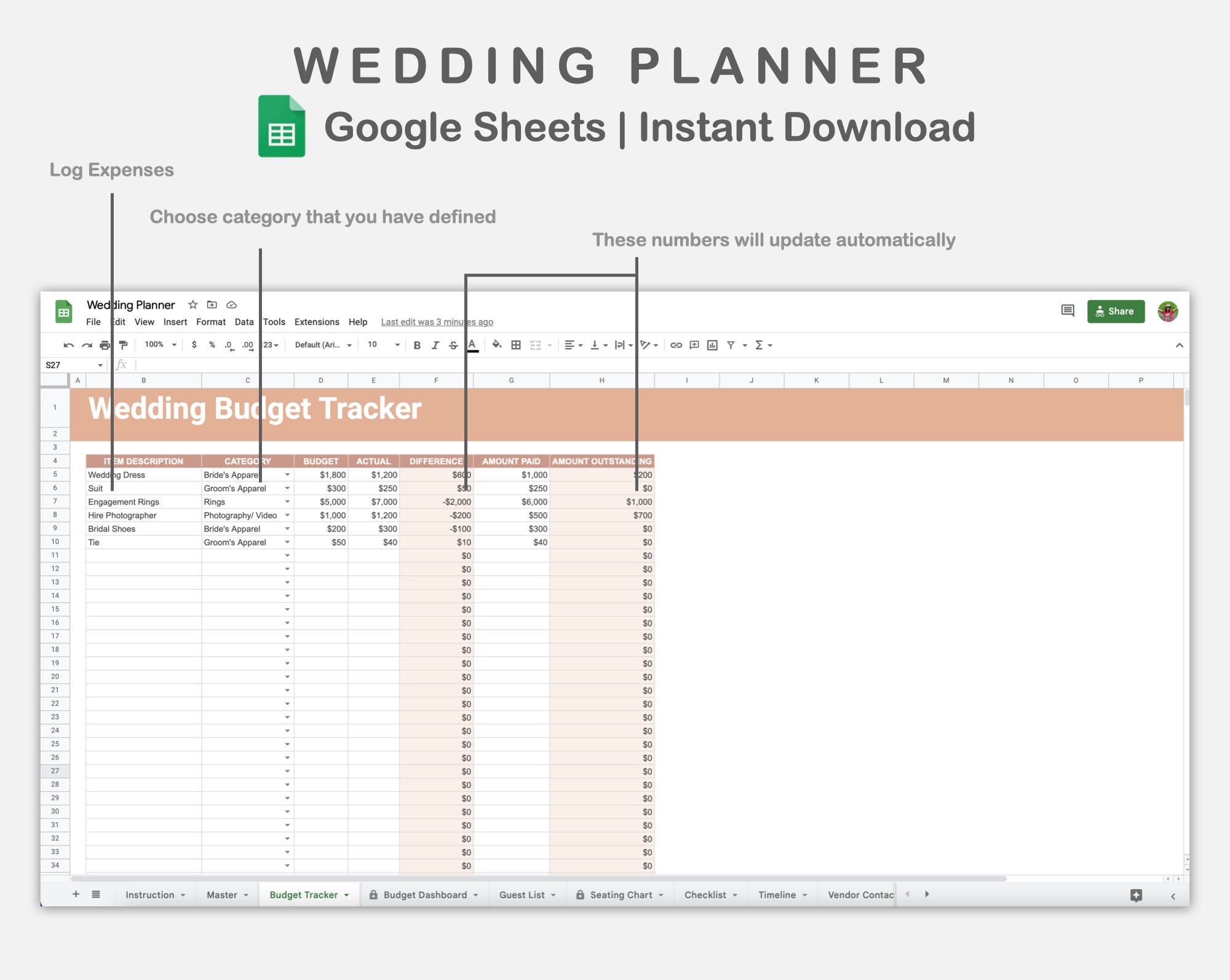 Google Sheets Wedding Planner, Wedding Planning Spreadsheets, Wedding Google Sheets Wedding Planner, Wedding Planning Spreadsheets, Wedding