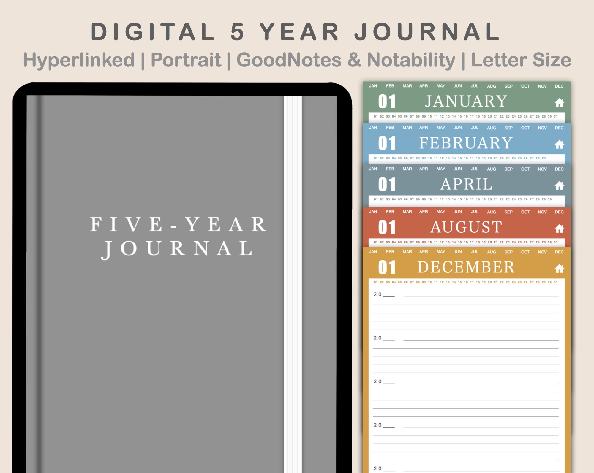 5 Year Journal Digital 5 Year Journal One line a day Etsy España