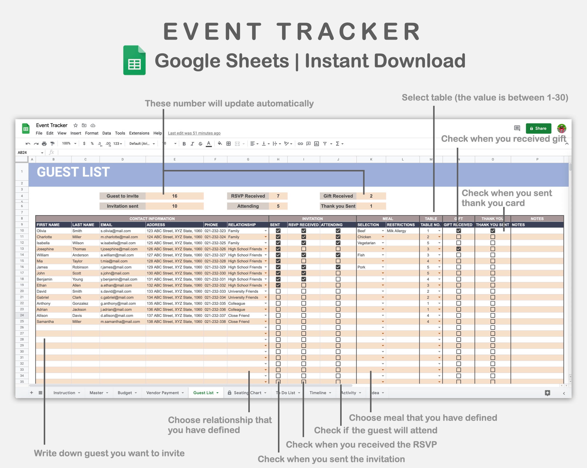 Event Planner Google Sheet Party Planner Template Guest List Table event-planner-google-sheet-party-planner-template-guest-list-table