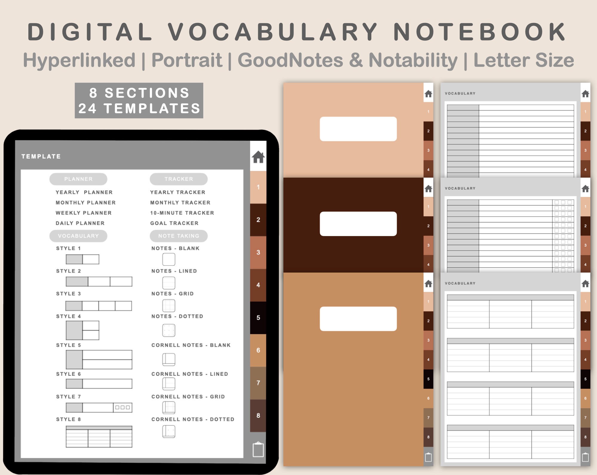 Digital Vocabulary Notebook Goodnotes Vocabulary Book Etsy