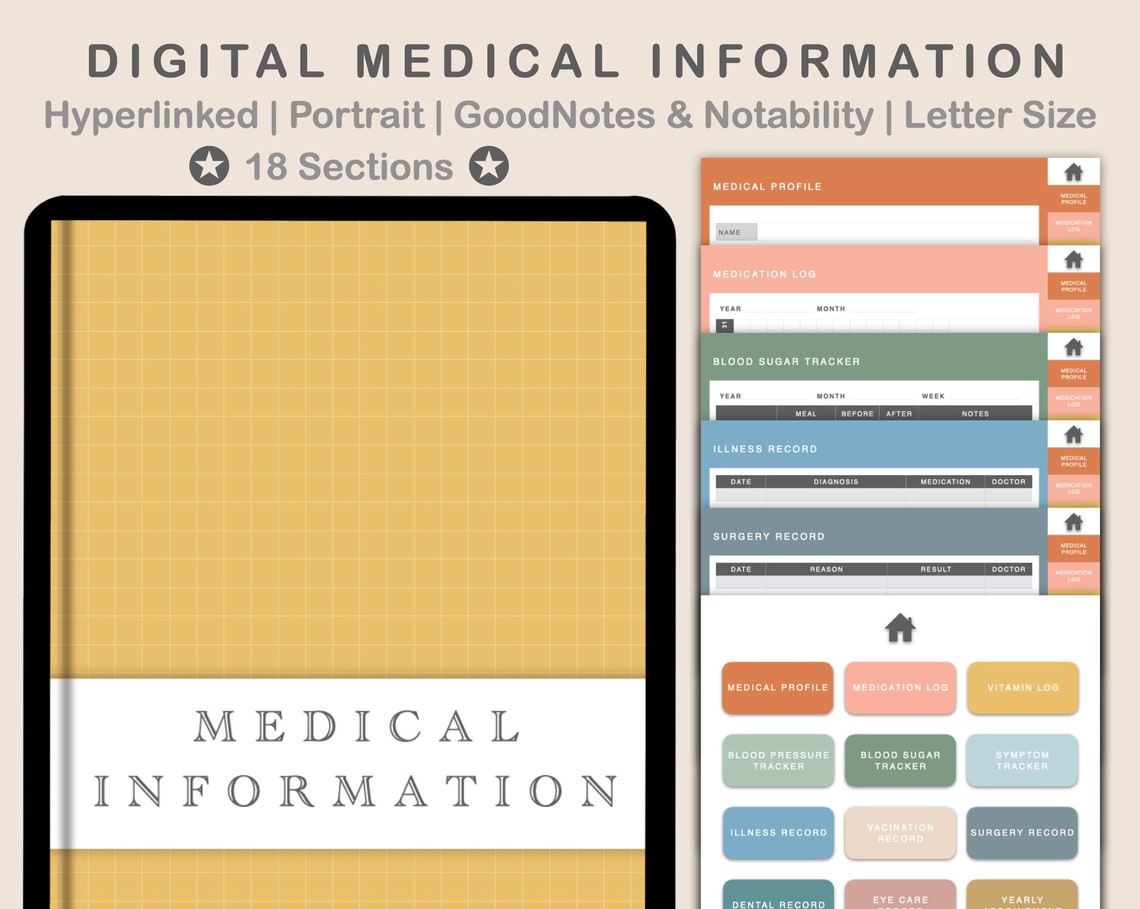 Digital Medical Planner Goodnotes Health Planner Medical Etsy