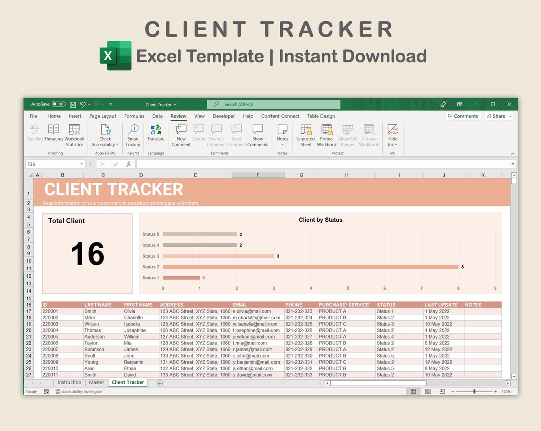 Business Client Tracker for Excel, Client Info Sheet, Customer Sheet Business Client Tracker for Excel, Client Info Sheet, Customer Sheet