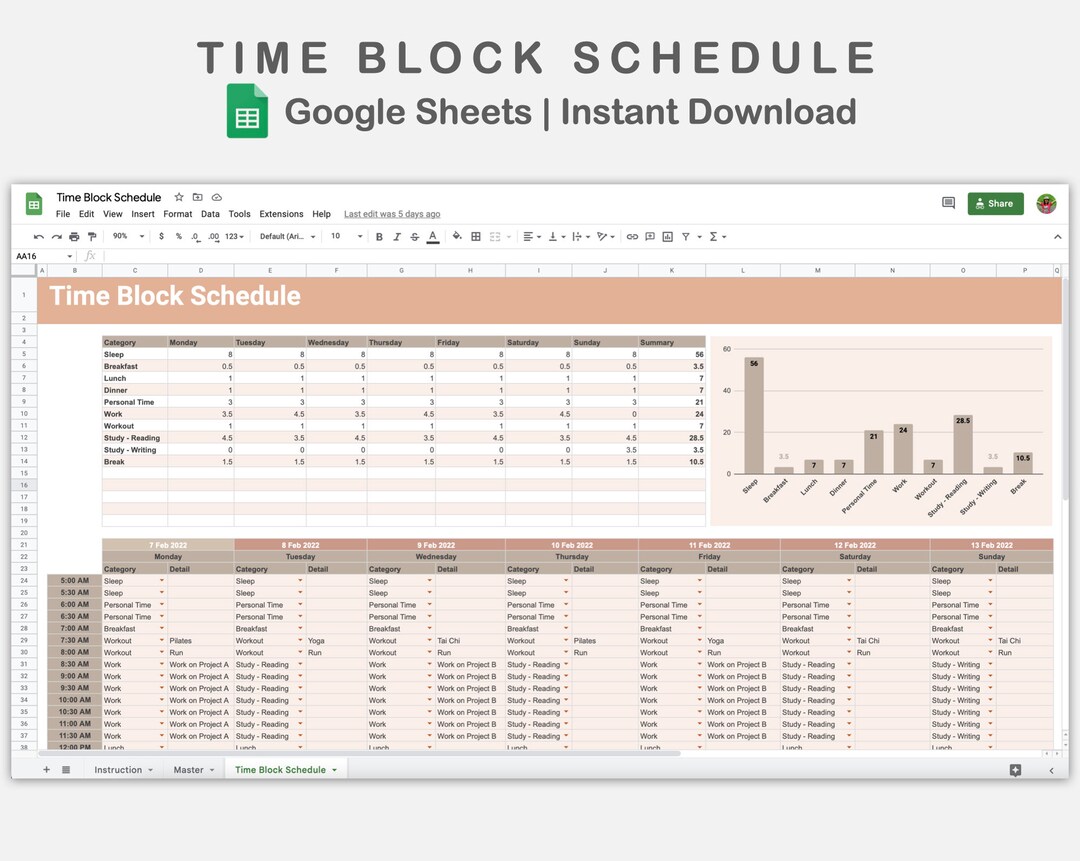 google-sheets-time-blocking-schedule-time-block-spreadsheet-etsy