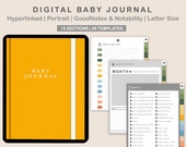 Digital Baby Journal, Newborn Diary, Memory Book, Baby Log, New Mom Planner, for Ipad, Goodnotes, Notability, Noteshelf, Portrait, Bright