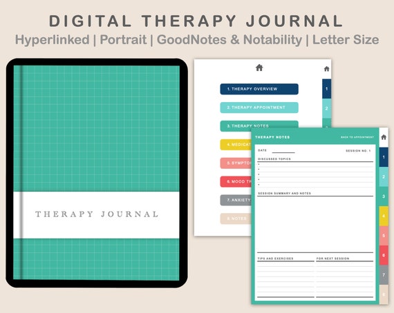 Digital Therapy Journal, Therapy Notebook, Therapy Notes Template