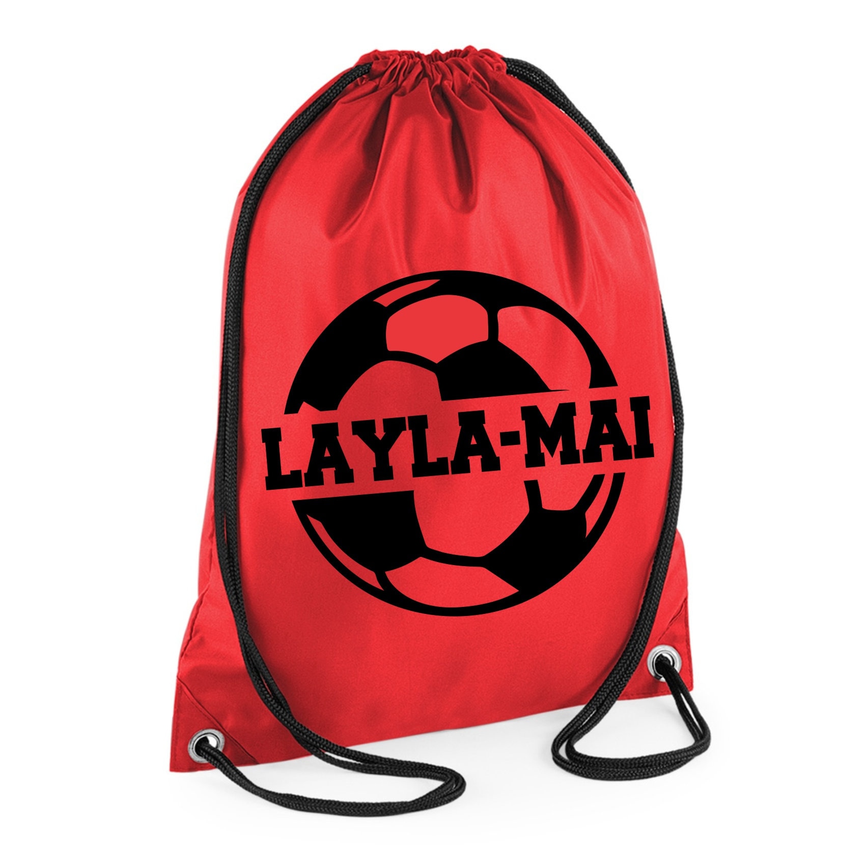 Personalised Name Drawstring Football Bag SPLIT Design School Club PE Custom Name Childrens Adult College Bag Kids Backpack Soccer Bag Name