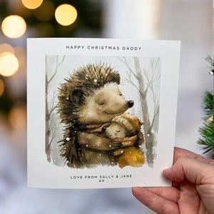 Personalisierte Igel Daddy Weihnachtskarte von Kind Kinder benutzerdefinierte Name erste Weihnachten als Daddy von Baby oder Kinder