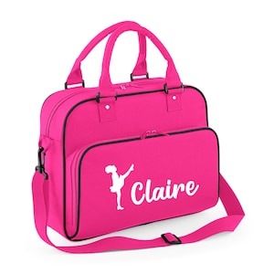 Personalised Name Junior Irish Dance Bag School Dance Girls Girls Boys Kids Ceili Gaelic Stepdance Sean-Nós Dance Kit Adult Student Class Fuchsia/Black