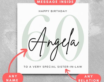 Personalised 60th Birthday Card Name Card For Friend, Card For Relative, Milestone Birthday Card Sixtieth Birthday, 60th Birthday Card