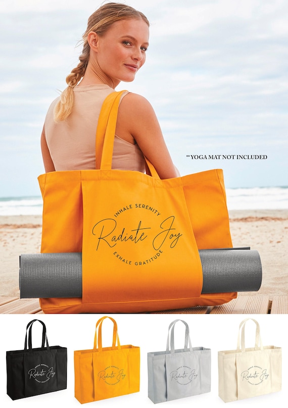 Inhale Serenity Gratitude Joy Organic Yoga Tote Bag, Yoga Bag, Yoga Mat Bag, Pilates Bag, Meditation Bag, Wellness Bag, Mindfulness
