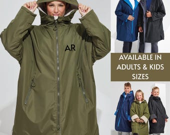 Personalised Waterproof Changing Robe – Kids & Adults | Custom Initials | Sherpa-Lined, All-Weather Robe + Carry Bag