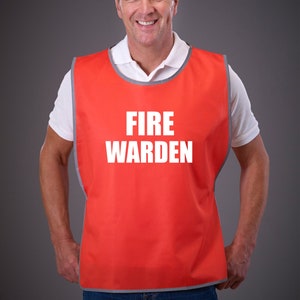 Fire Warden Adult Reflective Border Polyester Tabard Vest, Workplace Safety, High Visibility Vest, Safety Gear, Emergency Response