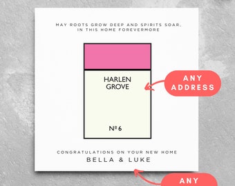Personalised Monopoly Style New Home Card, New Home Card, Personalised First Home Card, Personalised Address Card, Housewarming Card, Moving