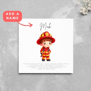 Personalisierte Vatertagskarte Feuerwehrmann Karte Für Papa Stiefvater Karte Niedliche Cartoon Feuerwehr Feuerwehrmann Feuerwehrmann Feuerwehroffizier