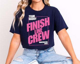 Personalised Marathon Finish Line Crew T-Shirt | Team Name and Location Retro Running Tee Marathon Support Tee