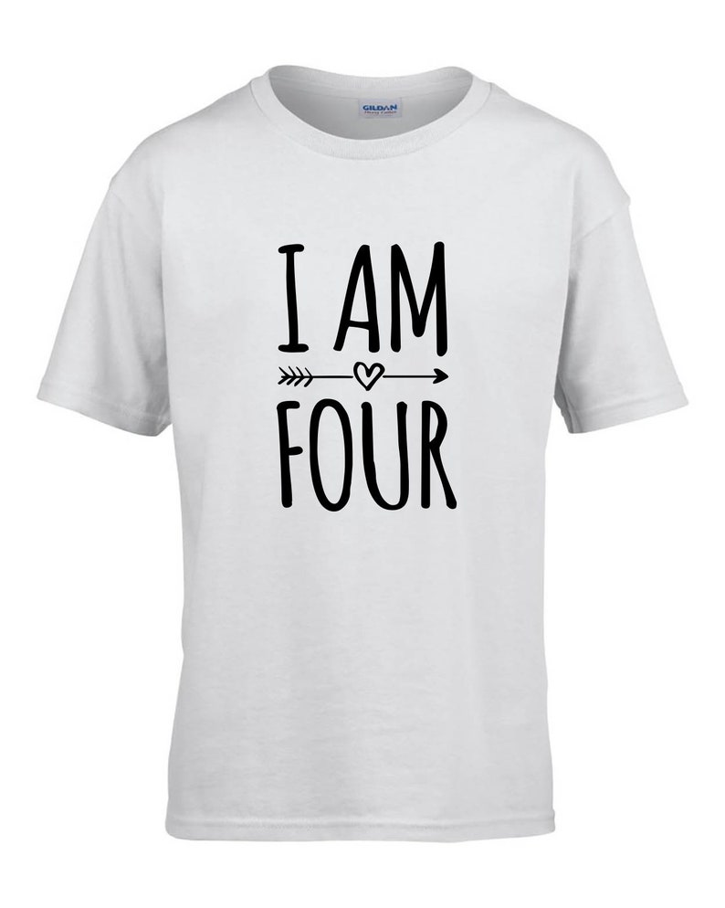 I Am Four Kids Tshirt Birthday Gift Party Child Sibling Celebration Present T Shirt 4 Year Old Fourth Birthday White