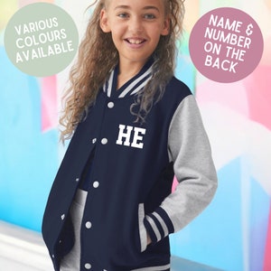 Kinder Personalisierte Name & Nummer Varsity Letterman Jacke Kinder American Style College Baseball Personalisiert